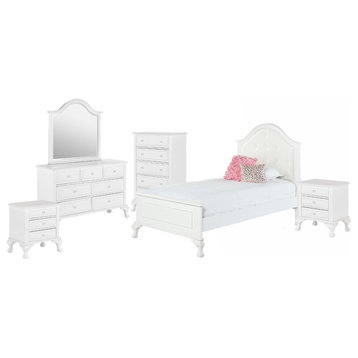Picket House Furnishings Jenna 6 Piece Twin Kids Bedroom Set in White