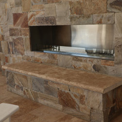 Walnut Travertine Project in CT - Outdoor Fireplaces