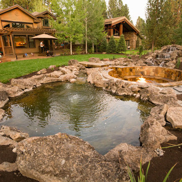 Broken Top Landscape with Sunken Fire Pit and Water Feature
