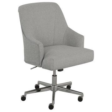 Serta Leighton Modern Mid-Back Desk Office Chair Twill Fabric Light Gray