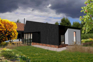 Design ideas for a small contemporary one-storey exterior in Adelaide with wood siding.