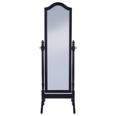 Coaster Contemporary Wood Cheval Mirror with Arched Top in Black