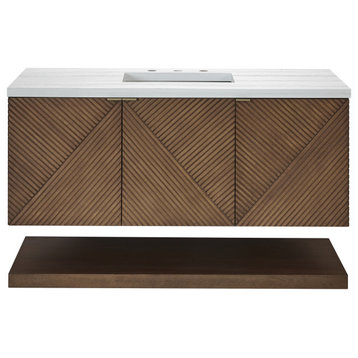 Marcello 48" Single Vanity, Chestnut w/ 3 CM Arctic Fall Solid Surface Top