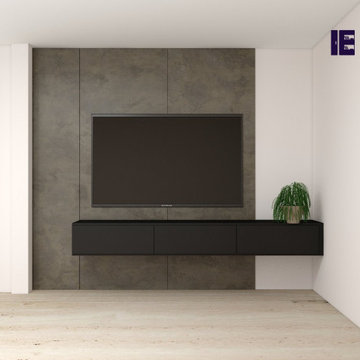 Wall Mounted TV Unit in White Chromix | Inspired Elements