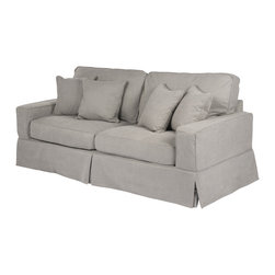 Sunset Trading Americana Slipcovered Loveseat  - Performance Gray - Slipcovers And Chair Covers
