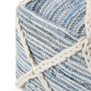 Simpli Home Cowan Boho Square Pouf in Blue and Natural Handloom Woven
