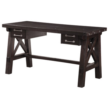 Yanez Industrial Desk in Charcoal - Solid Wood