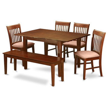 6-Piece Dinette Set for Small Spaces, Table, 4 Dining Chairs, Bench With Cushion
