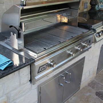 Outdoor Kitchen, Fire Feature, and Stamp Overlay in Humble