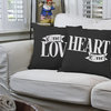 2 Piece, Love One Heart Throw Pillows 18x18 Black Cushions