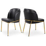 Meridian Furniture - Jagger Upholstered Dining Chair, Black, Set of 2 - Give your dining room an upscale look with this Jagger vegan leather dining chair. The seat and back of this lovely chair comes upholstered in black vegan leather material that looks so genuine, only you will know it's not the real thing. Brushed gold iron legs on this chair lend it an upscale look and adds to its overall contemporary panache.