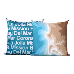 La Jolla, Mission Bay, Del Mara, Coronado Map Pillow - Decorative Pillows