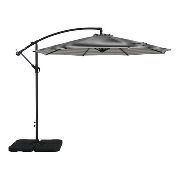 10' Outdoor Patio Cantilever Umbrella, Black/White