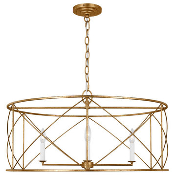 Beatrix 4-Light Indoor Extra Large Lantern Pendant, Antique Gild Gold