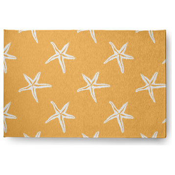 Starfish Nautical & Coastal Chenille Area Rug, Egg Yolk Yellow, 4'x6'