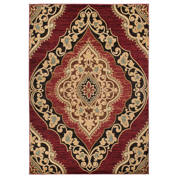 Hometown Amelia Contemporary Area Rug, Red, 5'3"x7'7"