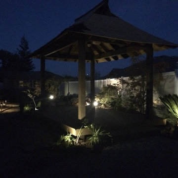 Azumaya/deck structure with fish pond