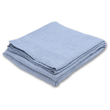 Stone Washed Rhomb Bed Linen Flat Sheet, Stone Blue, Twin