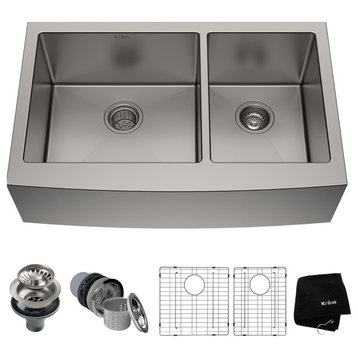 Standart PRO 33" Farmhouse Apron Stainless Steel 2-Bowl 16 Gauge Kitchen Sink