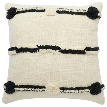 Mina Victory Life Styles Connect The Dot Black Ivory Throw Pillow