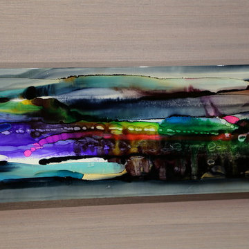 Twilight in Space - Colorful Modern Metal Wall Art, Unique Abstract Painting