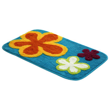 Naomi - Dancing Flowers - Royal Blue Kids Room Rugs (19.7 by 31.5 inches)