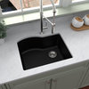 Karran Undermount Quartz 24" Single Bowl Kitchen Sink Kit, Black