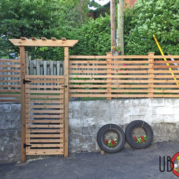 Cedar Deck and Fence Wood Privacy Wall and Wood Spindle Railings