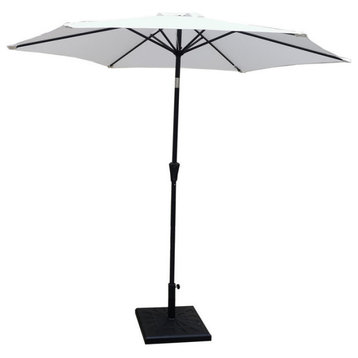 Rainey 9' Pole Umbrella With Carry Bag and Base, Creme