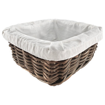 Kobo Rattan Square Shelf Basket with Fabric Liner, 3 Sizes, Small