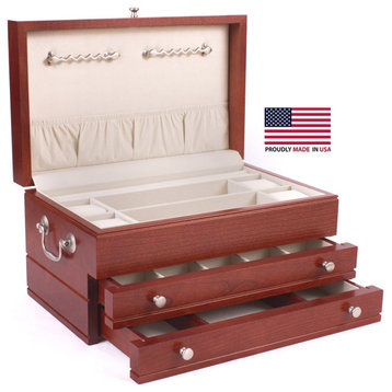 First Lady Jewel Chest, Solid American Cherry Hardwood, Heritage Cherry
