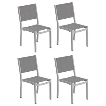 Travira Sling Side Chair, Titanium Sling, Flint Powder-Coated Aluminum, Set of 4