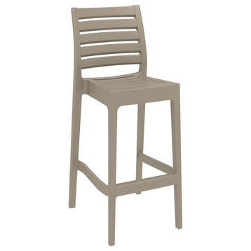 Home Square 29.5" Outdoor Bar Stool in Taupe - Set of 2