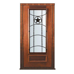 Pre-hung Single Door 80 Wood Mahogany Texan Texas Star 3/4 Lite - Front Doors
