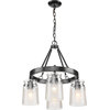 Travers 4-Light Chandelier, Black Clear Frosted Artisan Glass