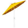 7.5' Aluminum Market Umbrella Push Tilt Matte White, Sunbrella, Sunflower Yellow
