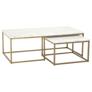 Orient Express Traditions Carrera Nesting Coffee Table, White Marble Top