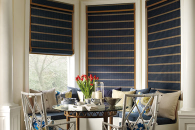 Mid-sized beach style dark wood floor enclosed dining room photo in Orange County with beige walls and no fireplace