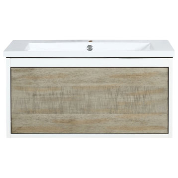 30" Rustic Bathroom Vanity and Acrylic Composite Top With Integrated Sink