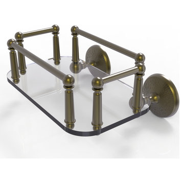 Monte Carlo Wall Mounted Glass Guest Towel Tray, Antique Brass