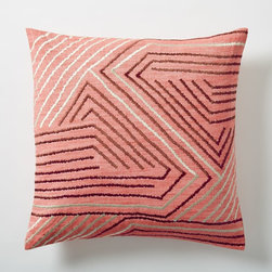 Embroidered Maze Pillow Cover - Poppy - Products