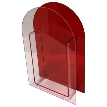Lucite Colorful Arc Vase, Red & Light Pink