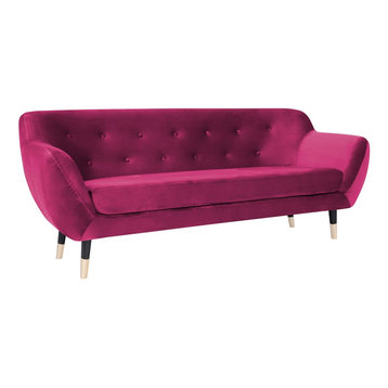 Amelie 3-Seat Sofa With Black Legs, Pink