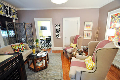 Trendy living room photo in Charlotte