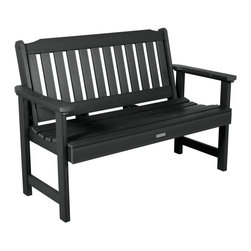 Highwood USA - Lehigh Garden Bench, Black, 4' - Outdoor Benches