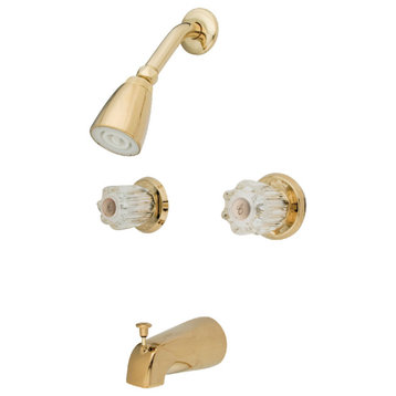 Kingston Brass Two-Handle Tub and Shower Faucet, Polished Brass