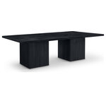 Meridian Furniture - Belinda Solid Wood Dining Table, Black, 54" W X 108" D, 2 Tables - Even the smallest, most intimate dinner feels like an event when you're seated at this Belinda black modular dining table. Crafted with a solid wood base and a black finish oak wood veneer MDF top, its square top with fluted base exudes contemporary charm. The table top's thickness and natural wood grain variations add unique character, ensuring each piece is one-of-a-kind. Modular to create infinite configurations, it blends functionality with style for memorable dining experiences in any space.