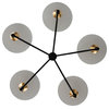 Redding Chandelier, Matte Black With White and Brass Accent