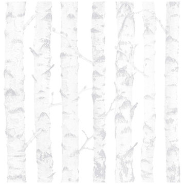 Birdie Grey Birch Wallpaper, Swatch