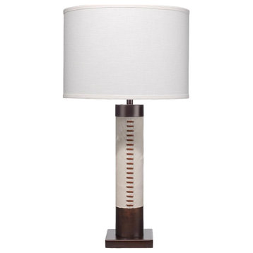 Contemporary White Hair on Hide Table Lamp 32 in Oil Rubbed Bronze Leather
